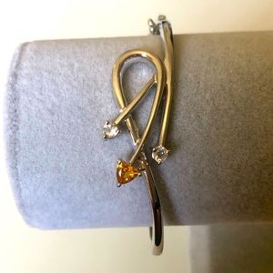 💎Yellow topaz 925 silver trend bangle bracelet genuine clear stones bracelet